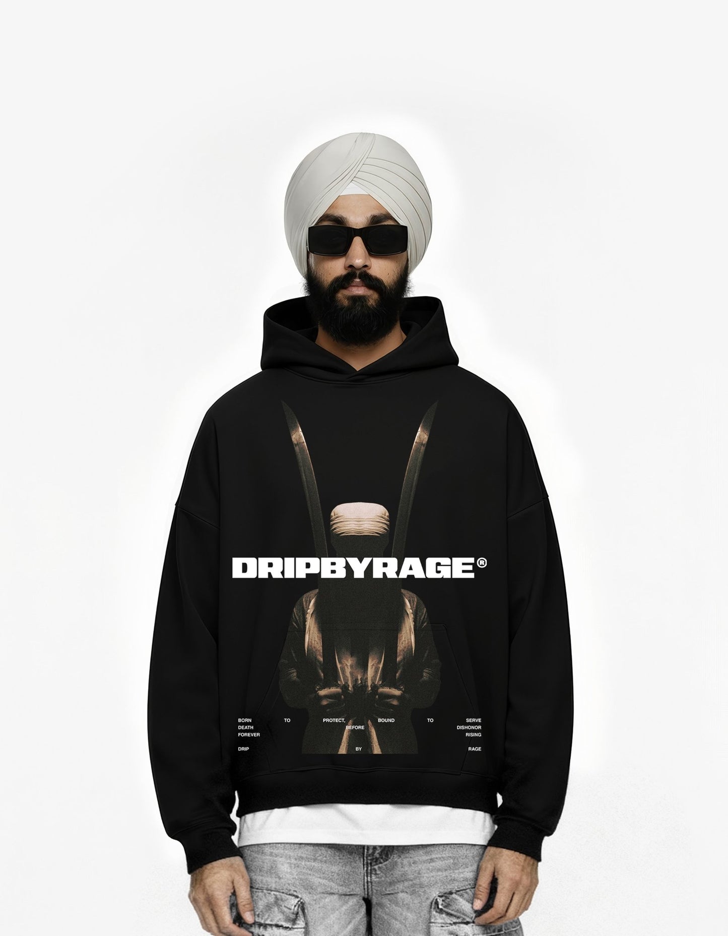 CONTEMPT BIG PRINT SUN FADED BOXY HOODIE - Drip by Rage
