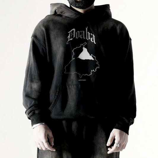 DOABA OVERSIZED PREMIUM FADED HOODIE SMOKED BLACK