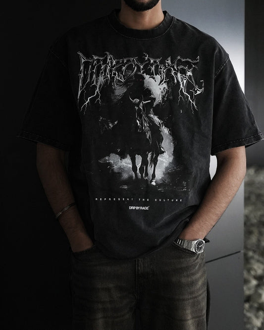 DARK FLAME OVERSIZED FADED T-SHIRT - Drip by Rage