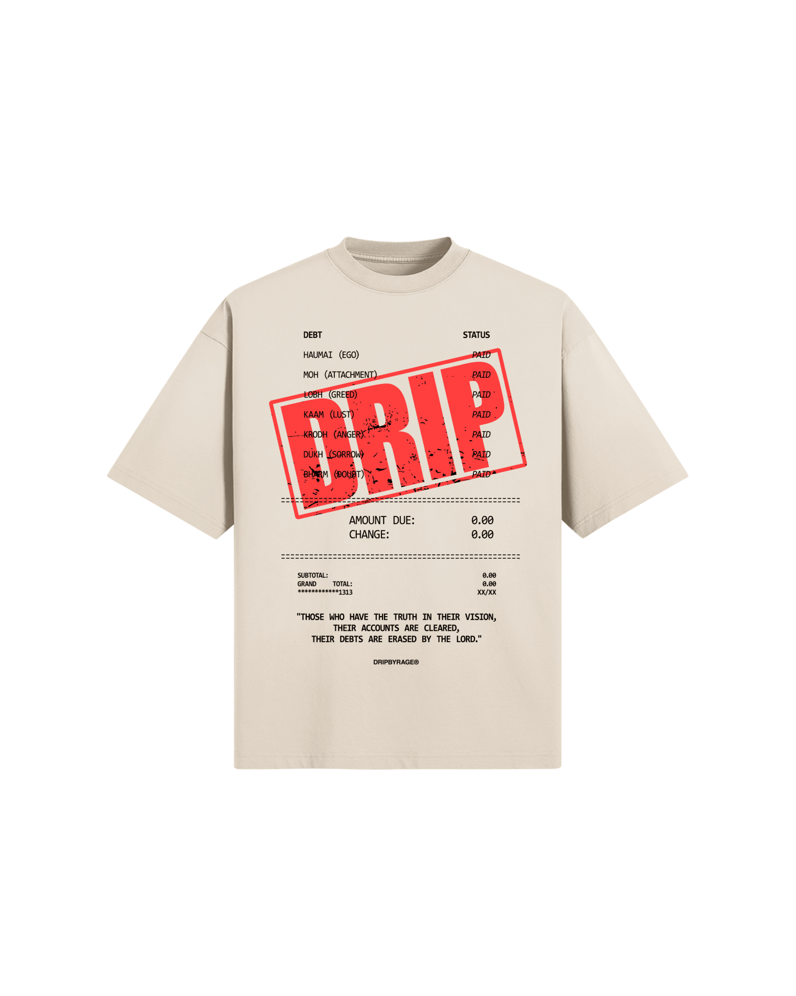 DEBTS OVERSIZED BOXY T-SHIRT - Drip by Rage
