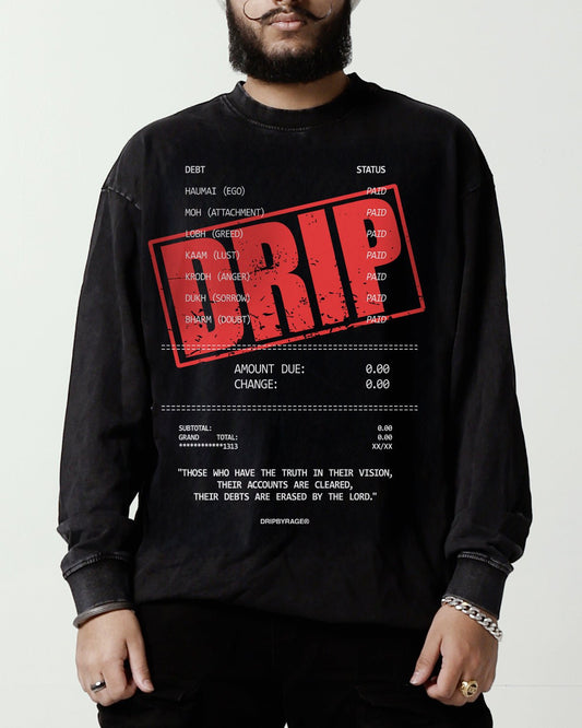 DEBTS OVERSIZED FADED LONG SLEEVE - Drip by Rage