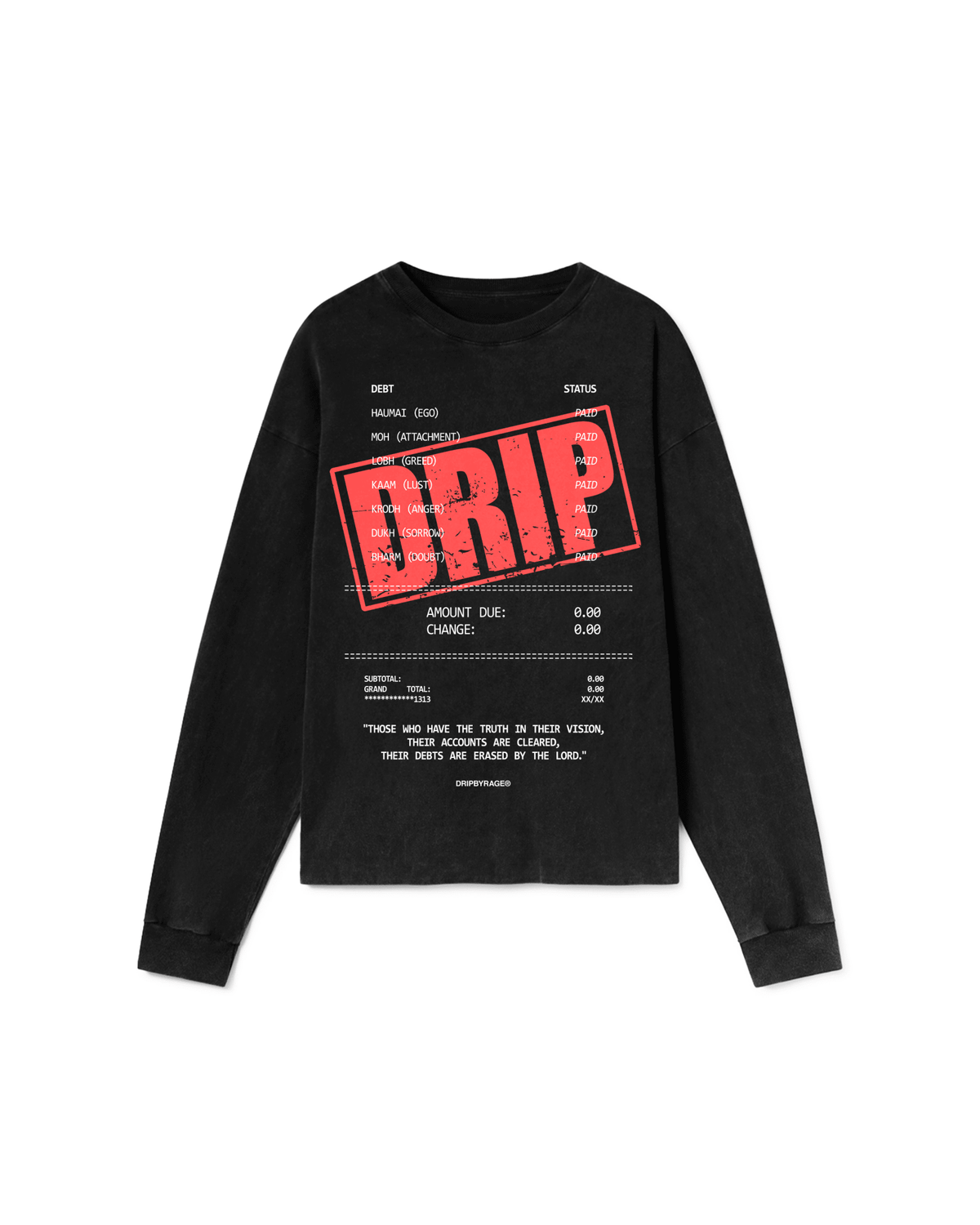 DEBTS OVERSIZED FADED LONG SLEEVE - Drip by Rage