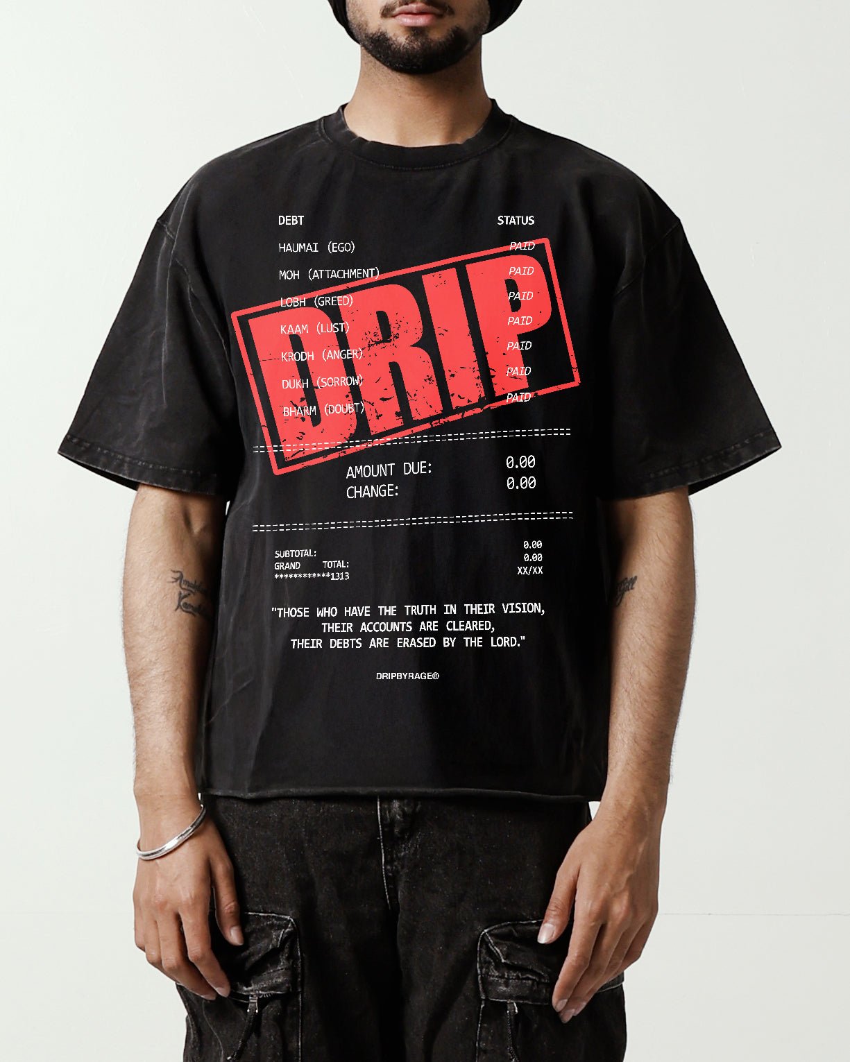 DEBTS OVERSIZED FADED T-SHIRT - Drip by Rage