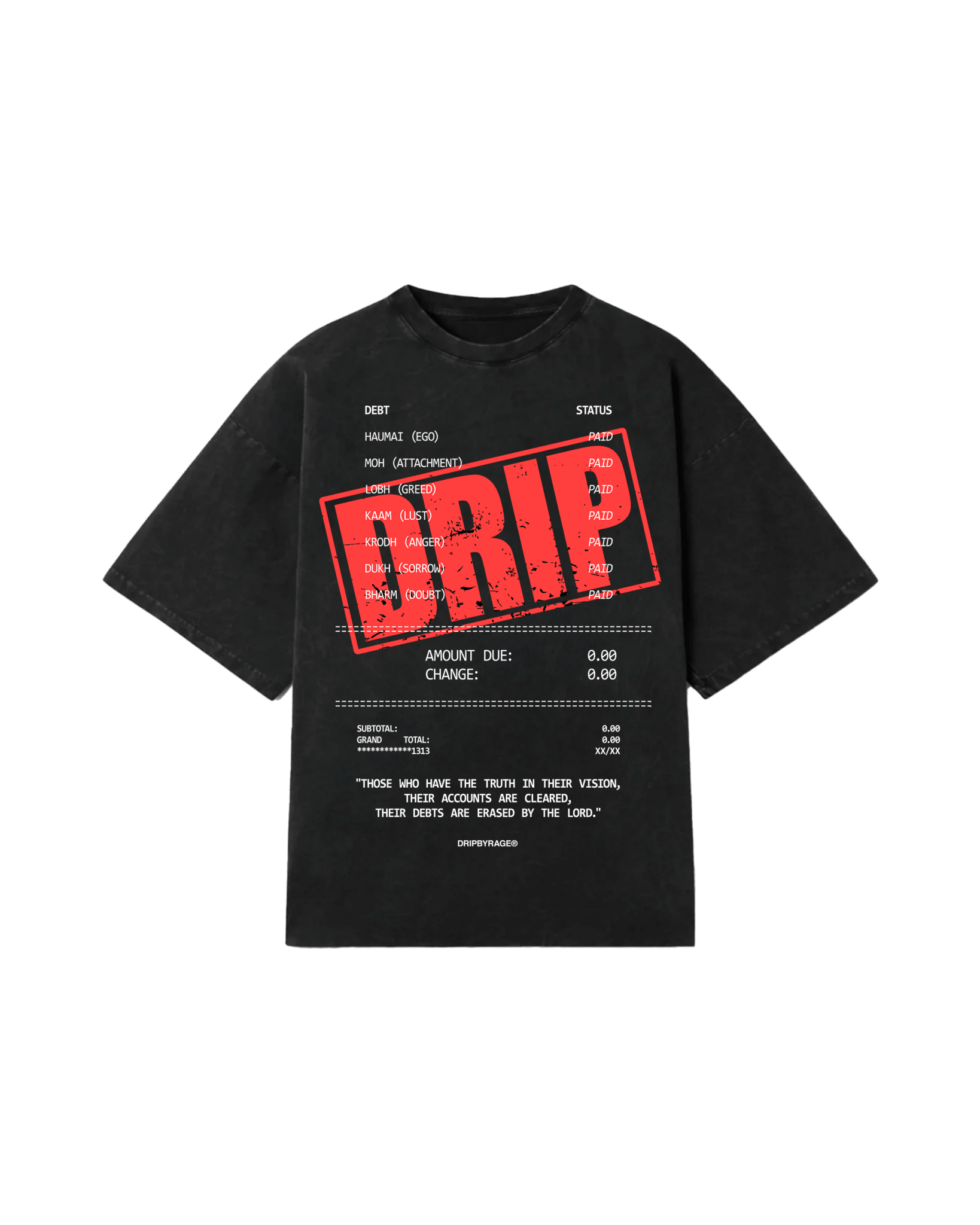 DEBTS OVERSIZED FADED T-SHIRT - Drip by Rage