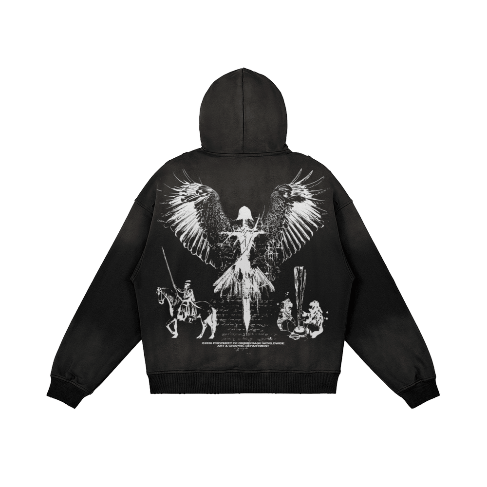 DESTINY OVERSIZED DISTRESSED WASHED HOODIE - Drip by Rage
