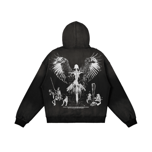 DESTINY OVERSIZED DISTRESSED WASHED HOODIE - Drip by Rage