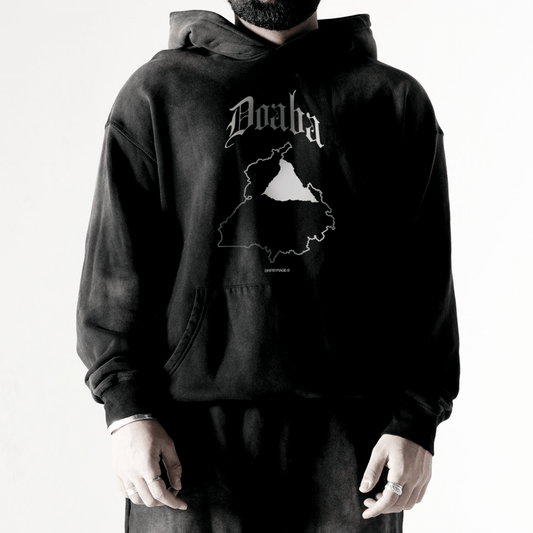 DOABA OVERSIZED PREMIUM FADED HOODIE SMOKED BLACK - Drip by Rage