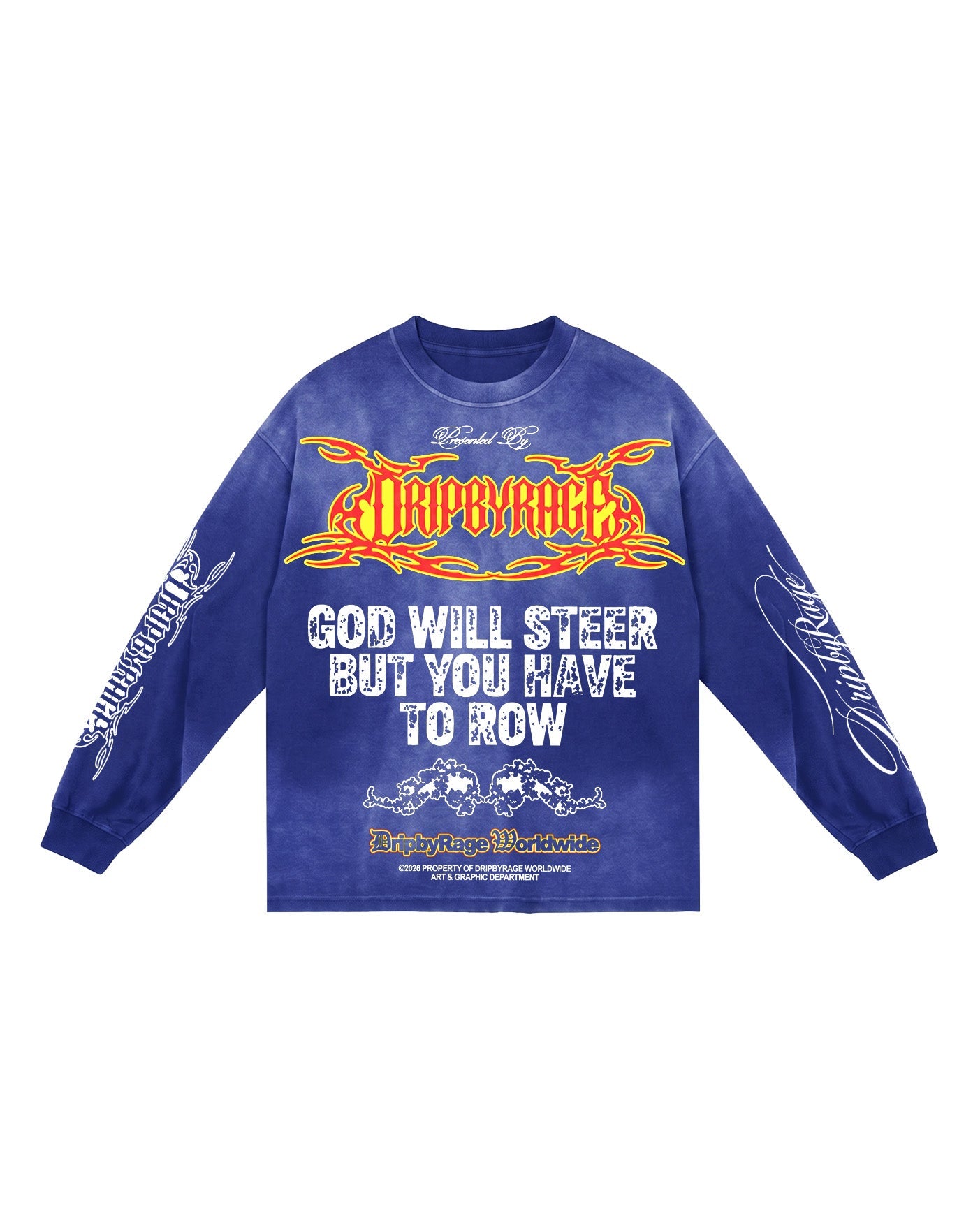 DOUBLE PRAYER FADED WASHED LONG SLEEVE T-SHIRT - Drip by Rage