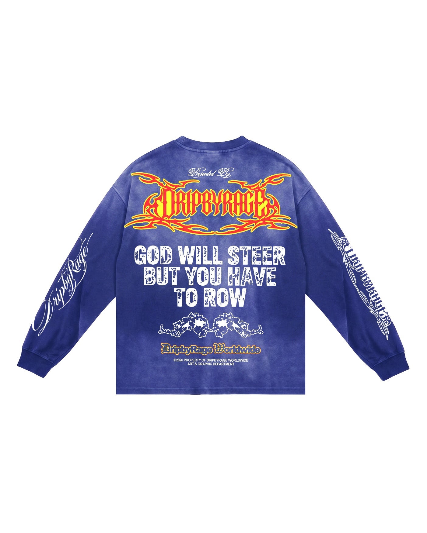 DOUBLE PRAYER FADED WASHED LONG SLEEVE T-SHIRT - Drip by Rage