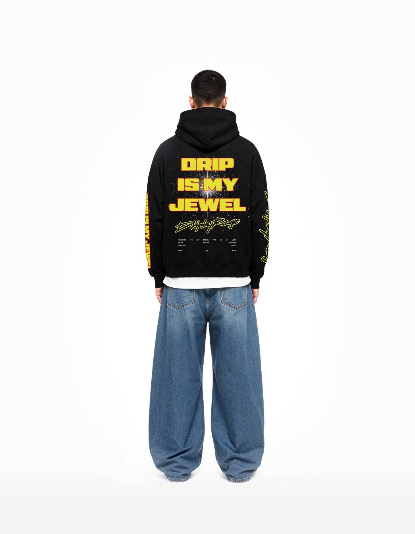 DRIP IS MY JEWEL BIG PRINT SUN FADED BOXY HOODIE - Drip by Rage