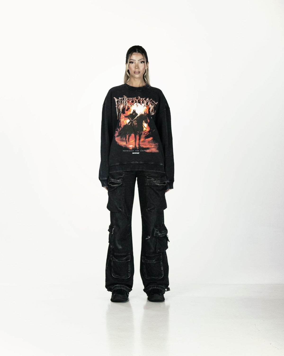 ETERNAL FLAME OVERSIZED FADED SWEATSHIRT - Drip by Rage