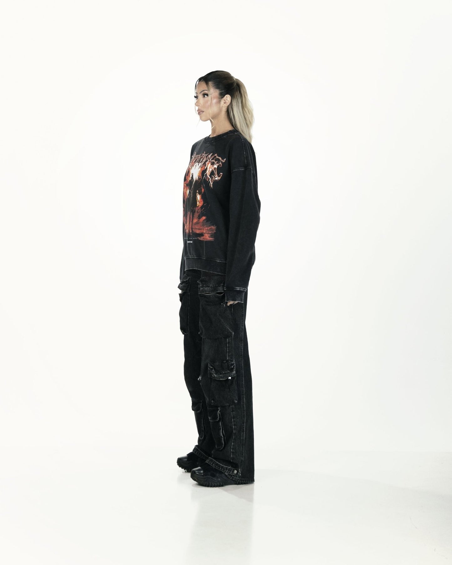 ETERNAL FLAME OVERSIZED FADED SWEATSHIRT - Drip by Rage