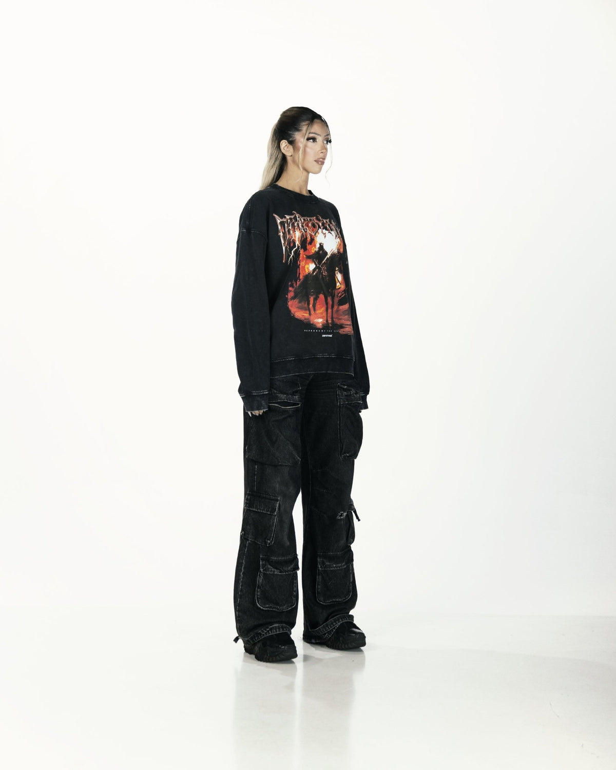 ETERNAL FLAME OVERSIZED FADED SWEATSHIRT - Drip by Rage