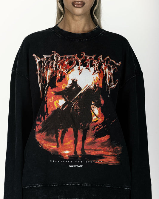 ETERNAL FLAME OVERSIZED FADED SWEATSHIRT - Drip by Rage