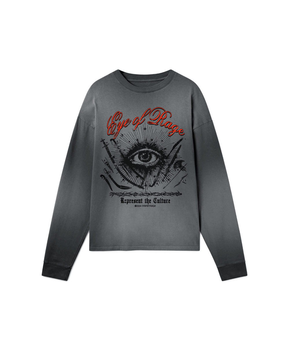 EYE OF RAGE OVERSIZED FADED LONG SLEEVE - Drip by Rage