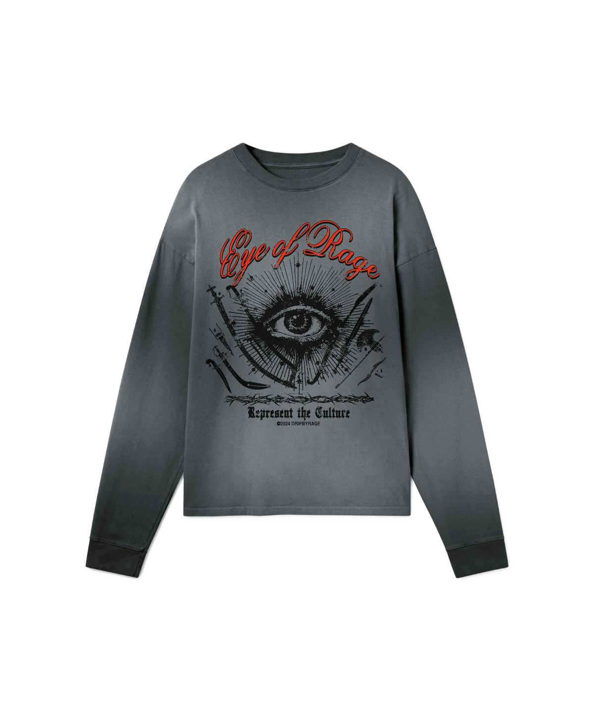 EYE OF RAGE OVERSIZED FADED LONG SLEEVE - Drip by Rage