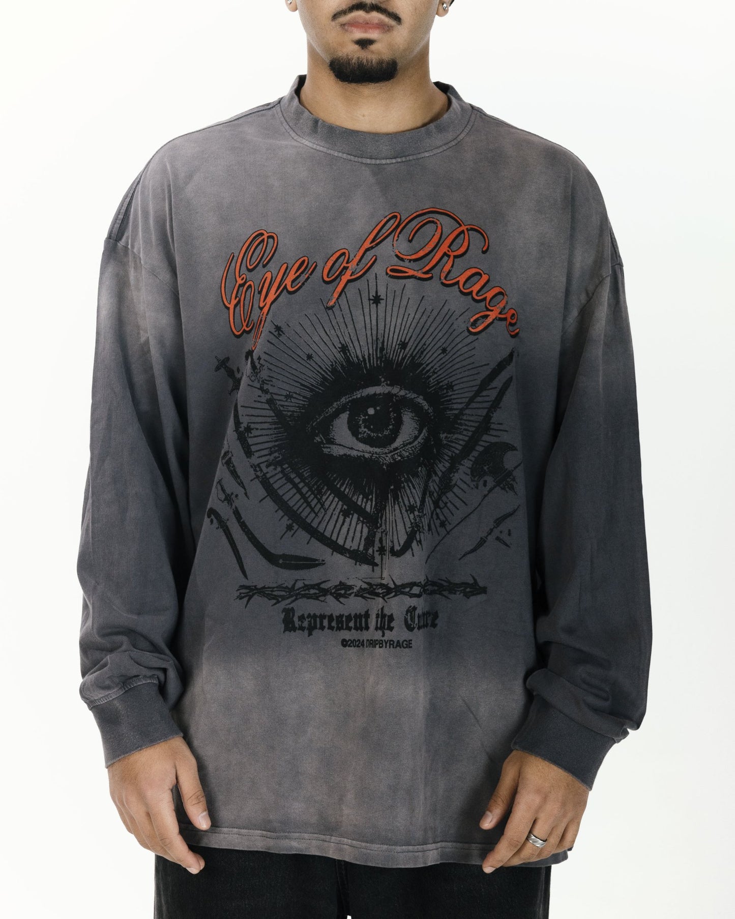 EYE OF RAGE OVERSIZED FADED LONG SLEEVE - Drip by Rage