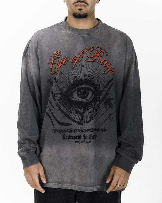 EYE OF RAGE OVERSIZED FADED LONG SLEEVE - Drip by Rage