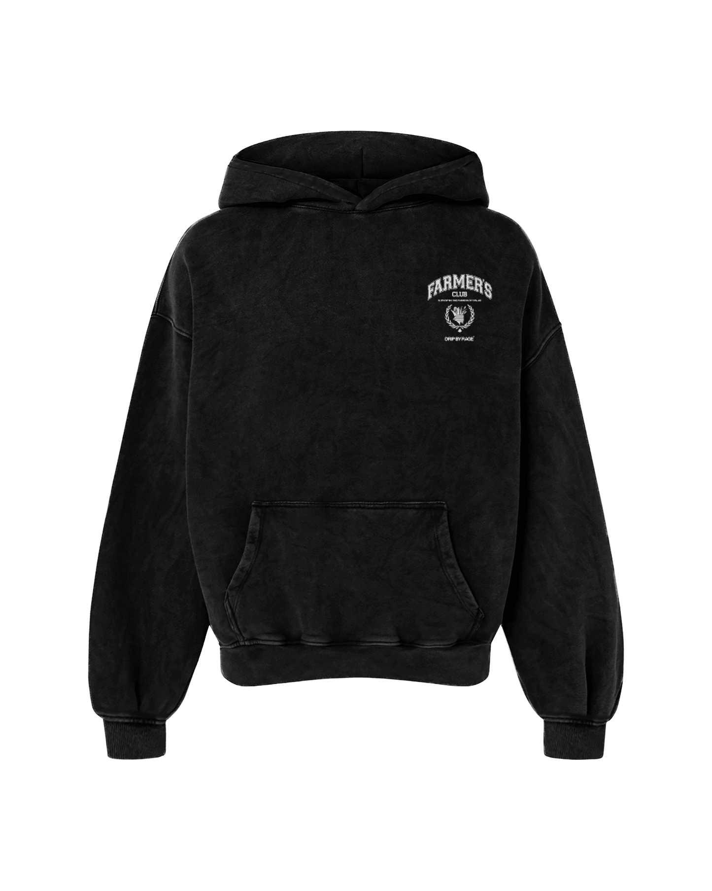 FARMERS CLUB OVERSIZED FADED HOODIE BLACK - Drip by Rage