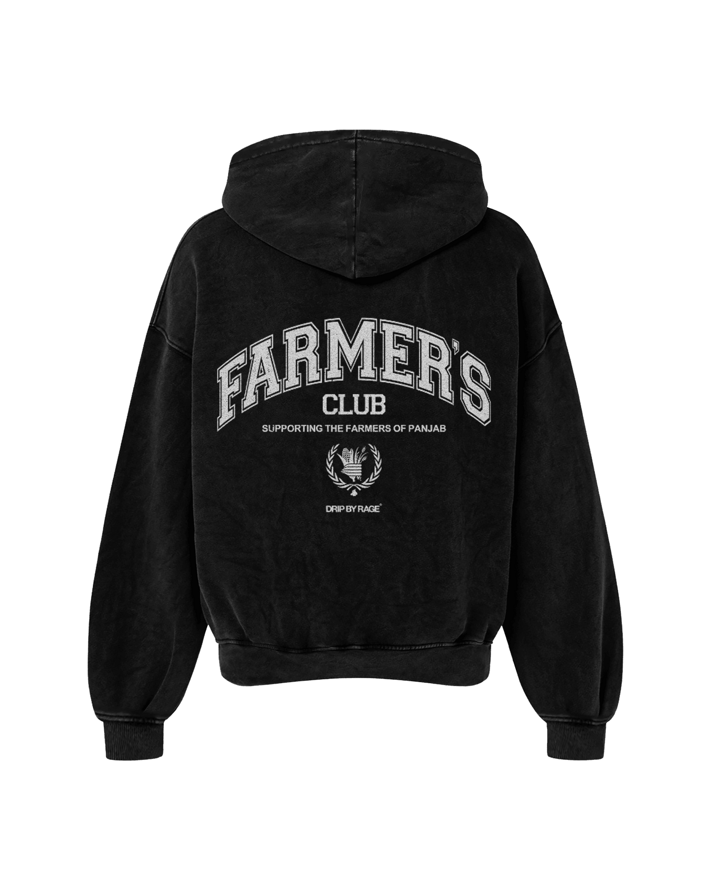 FARMERS CLUB OVERSIZED FADED HOODIE BLACK - Drip by Rage