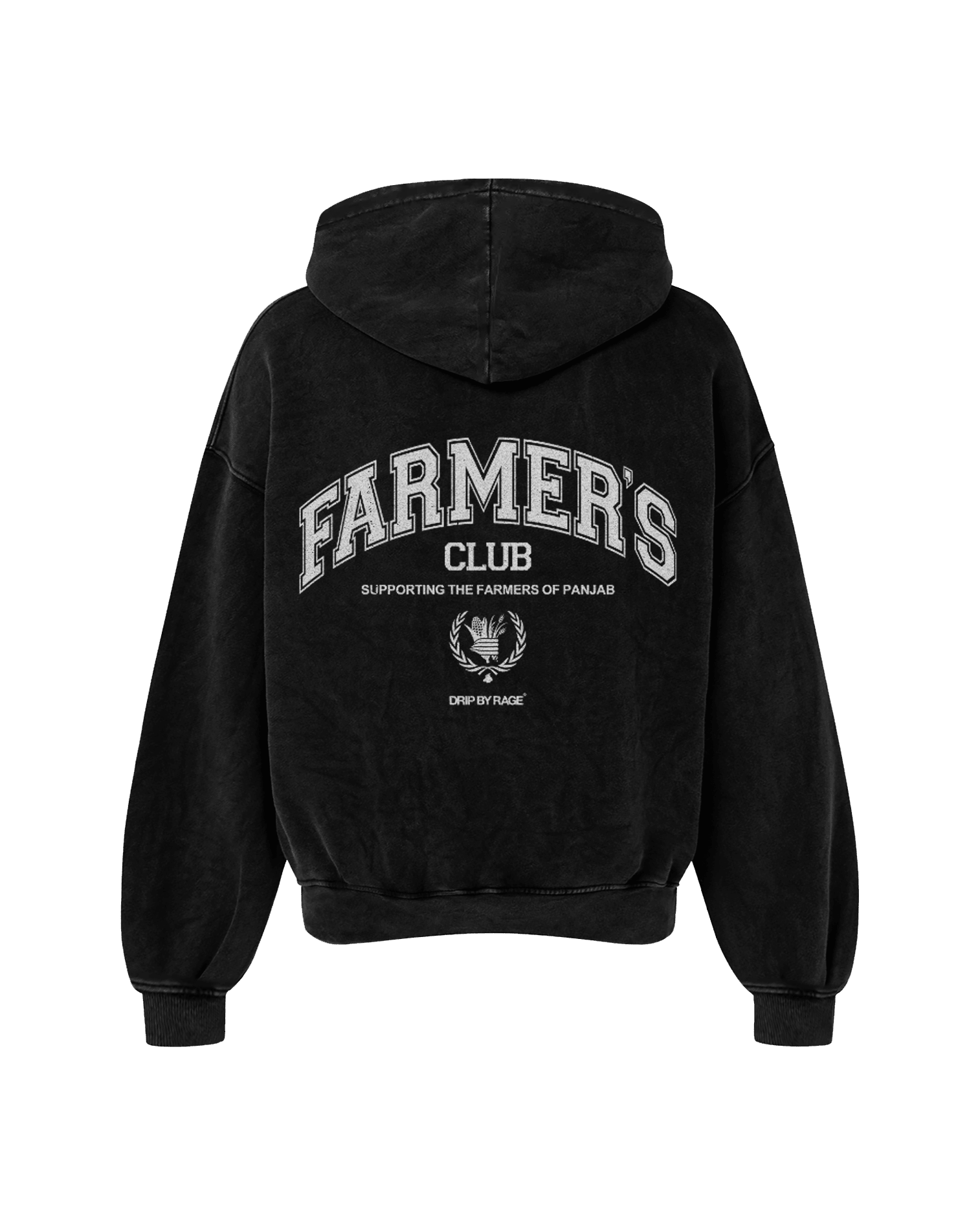 FARMERS CLUB OVERSIZED FADED HOODIE BLACK - Drip by Rage