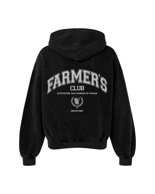 FARMERS CLUB OVERSIZED FADED HOODIE BLACK - Drip by Rage