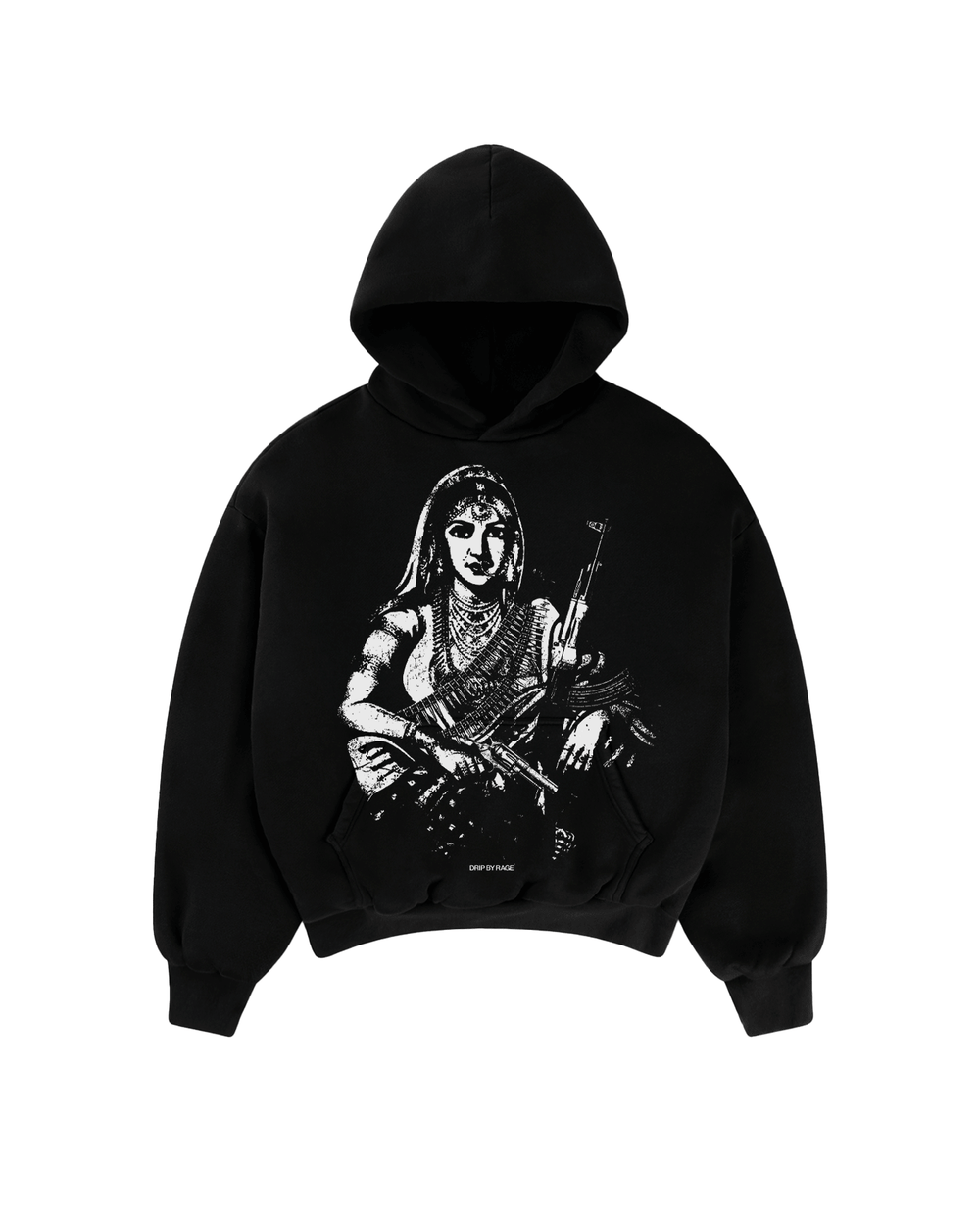 GANGSTER QUEEN BIG PRINT SUN FADED BOXY HOODIE - Drip by Rage
