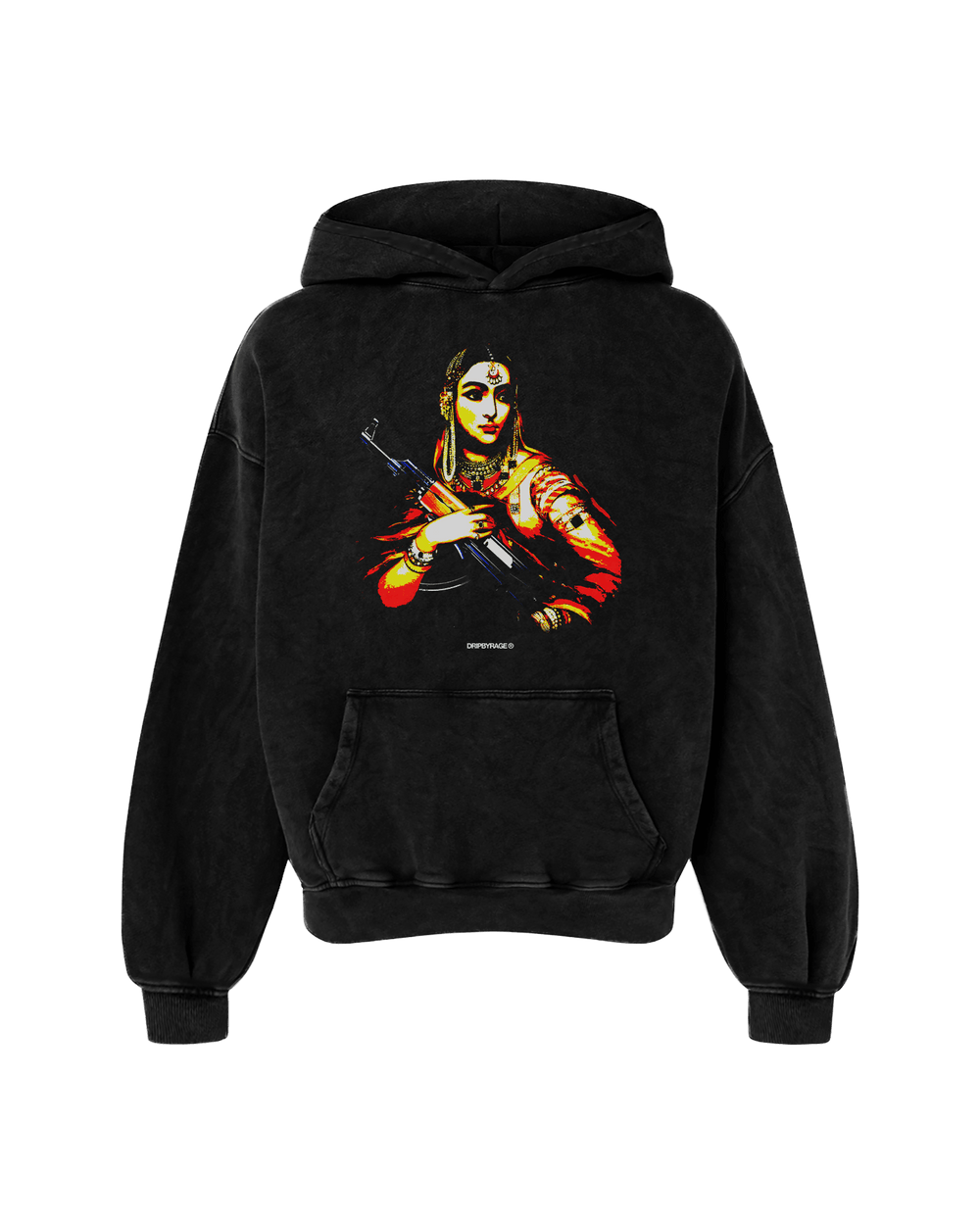 GANGSTER QUEEN OVERSIZED FADED HOODIE BLACK - Drip by Rage