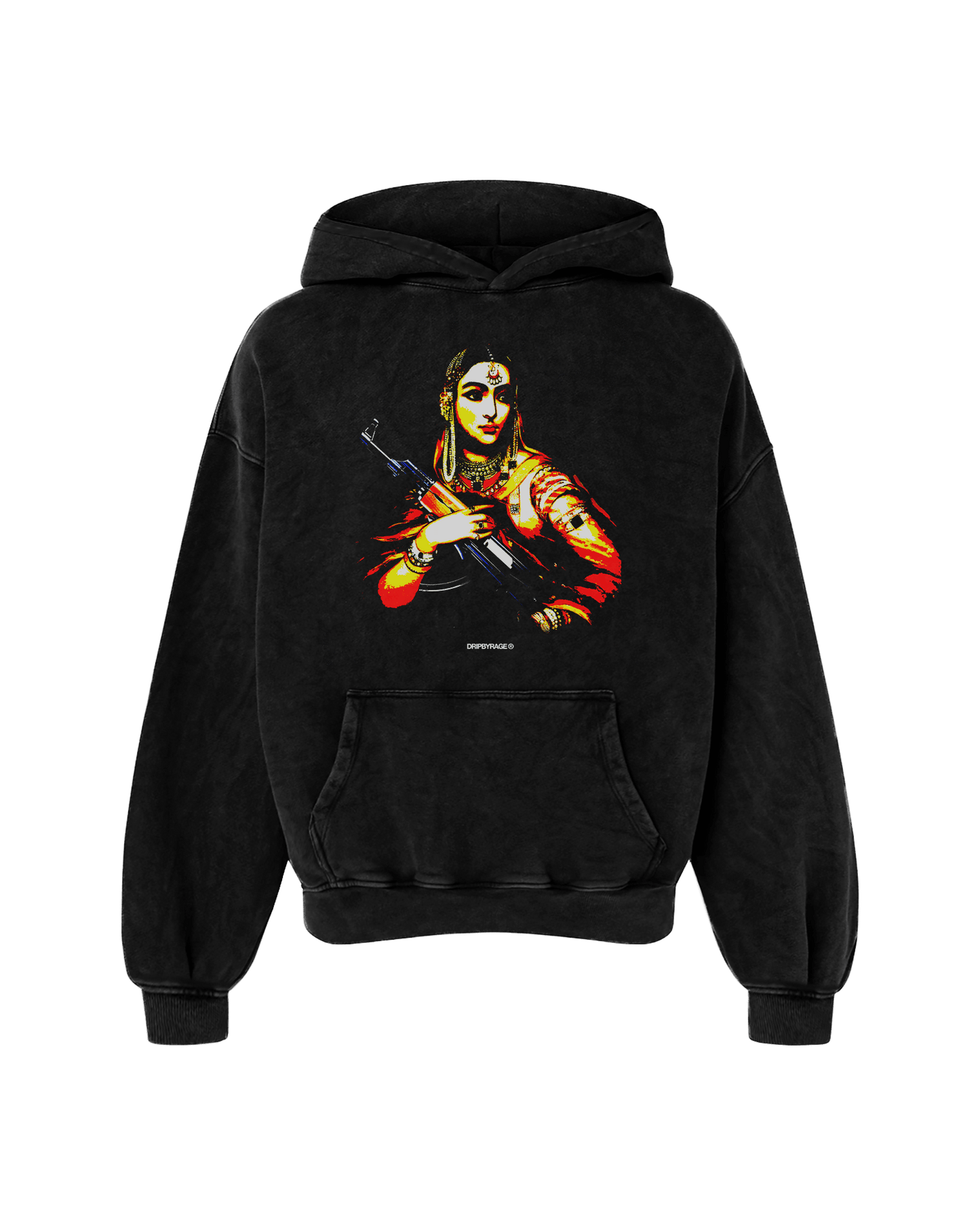 GANGSTER QUEEN OVERSIZED FADED HOODIE BLACK - Drip by Rage