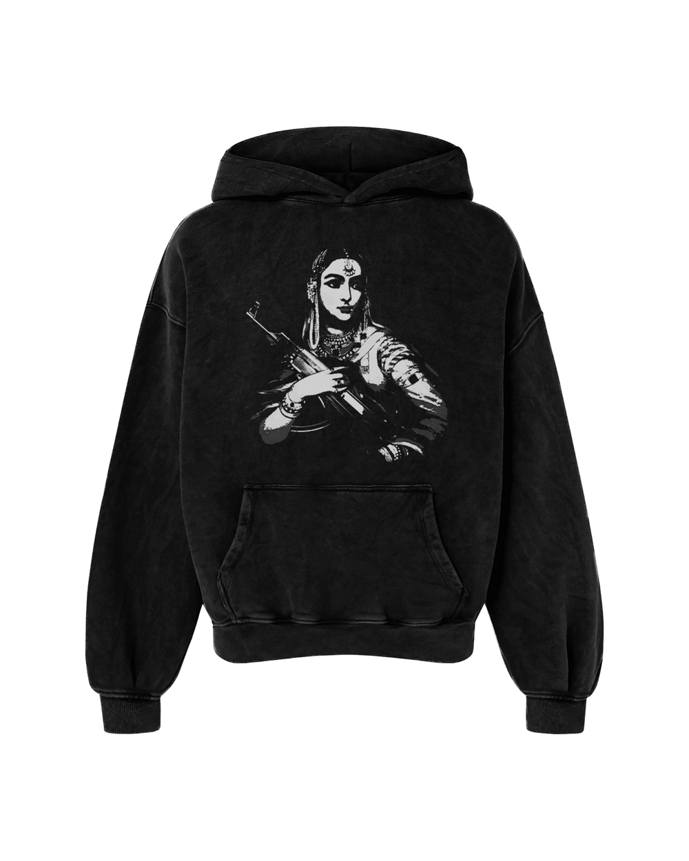 GANGSTER QUEEN OVERSIZED HOODIE FADED BLACK - Drip by Rage