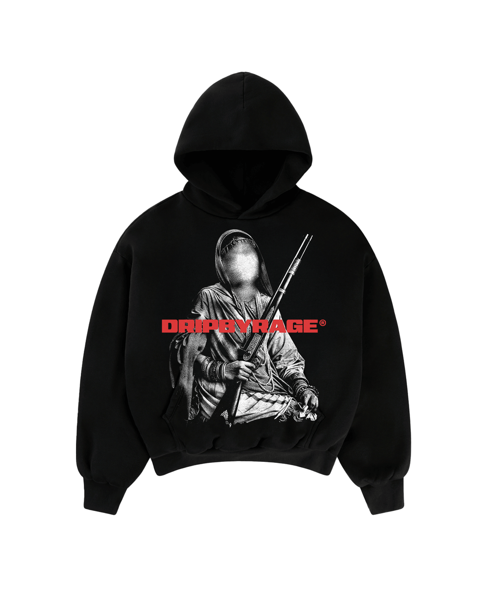 GANGSTER QUEEN V3 BIG PRINT SUN FADED BOXY HOODIE - Drip by Rage