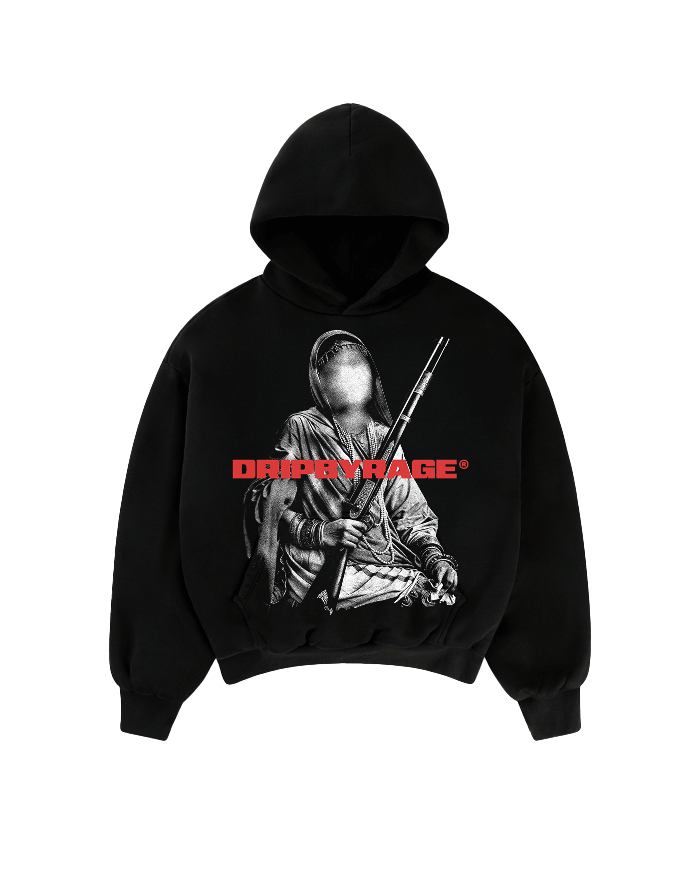 GANGSTER QUEEN V3 BIG PRINT SUN FADED BOXY HOODIE - Drip by Rage