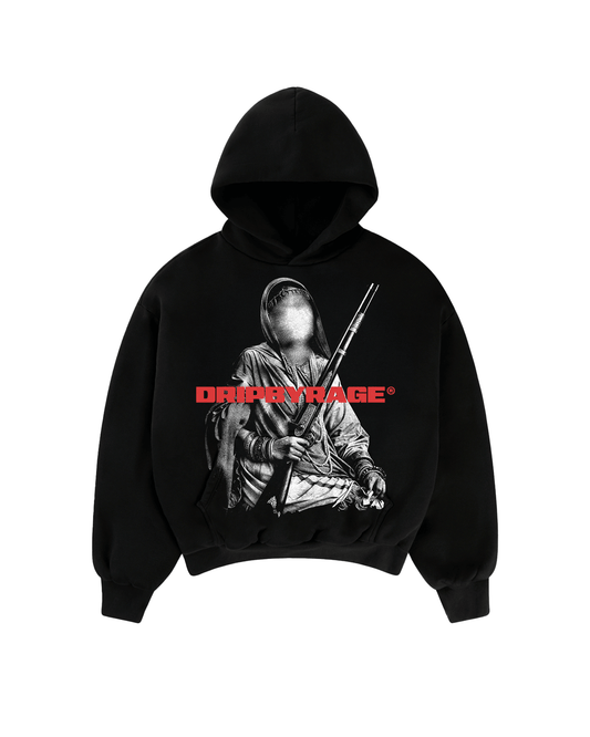 GANGSTER QUEEN V3 BIG PRINT SUN FADED BOXY HOODIE - Drip by Rage