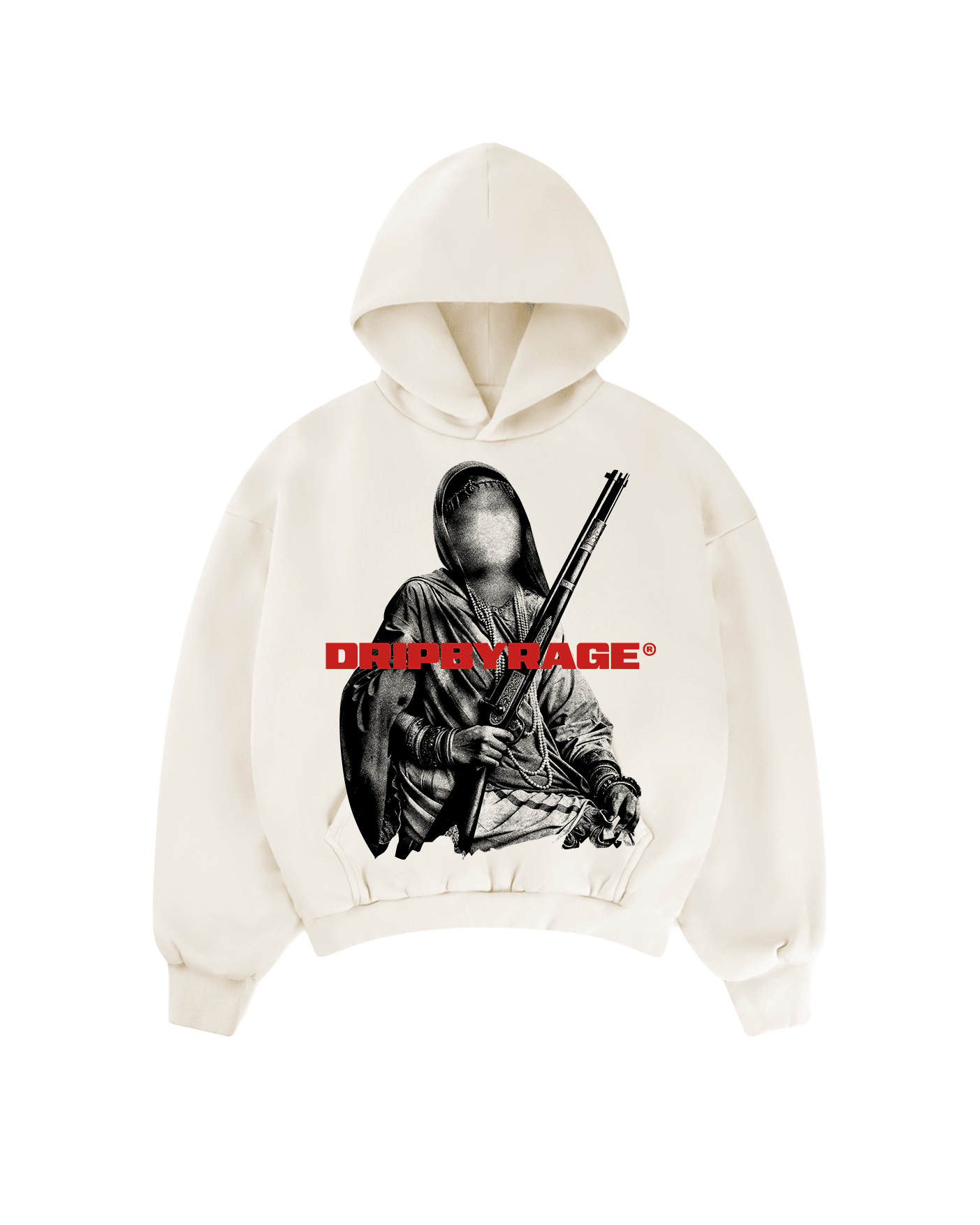 GANGSTER QUEEN V3 BIG PRINT SUN FADED BOXY HOODIE - Drip by Rage
