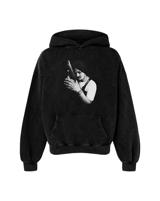 THE GOAT OVERSIZED FADED HOODIE BLACK