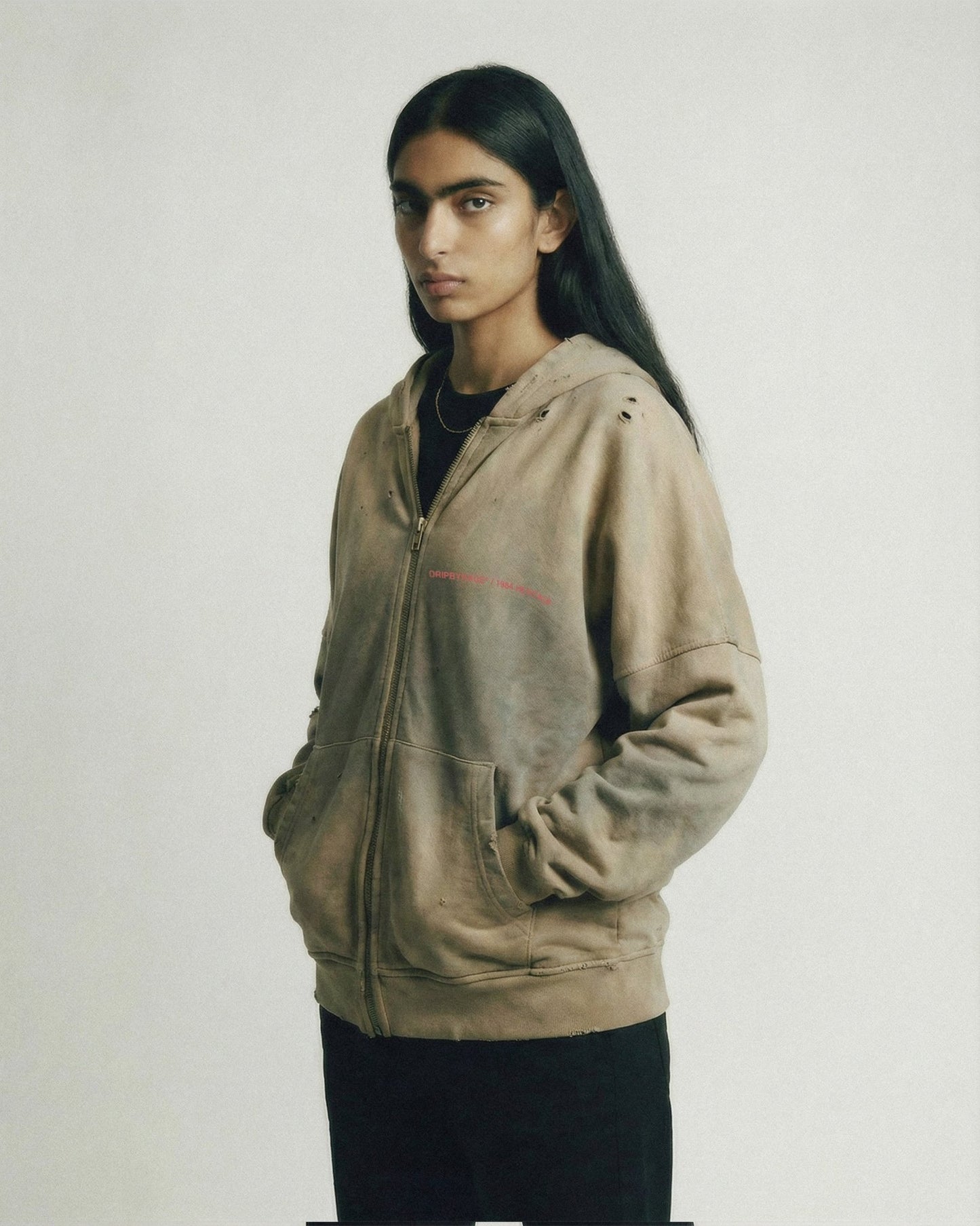 HERITAGE DISTRESSED SUN FADED ZIP UP HOODIE - Drip by Rage