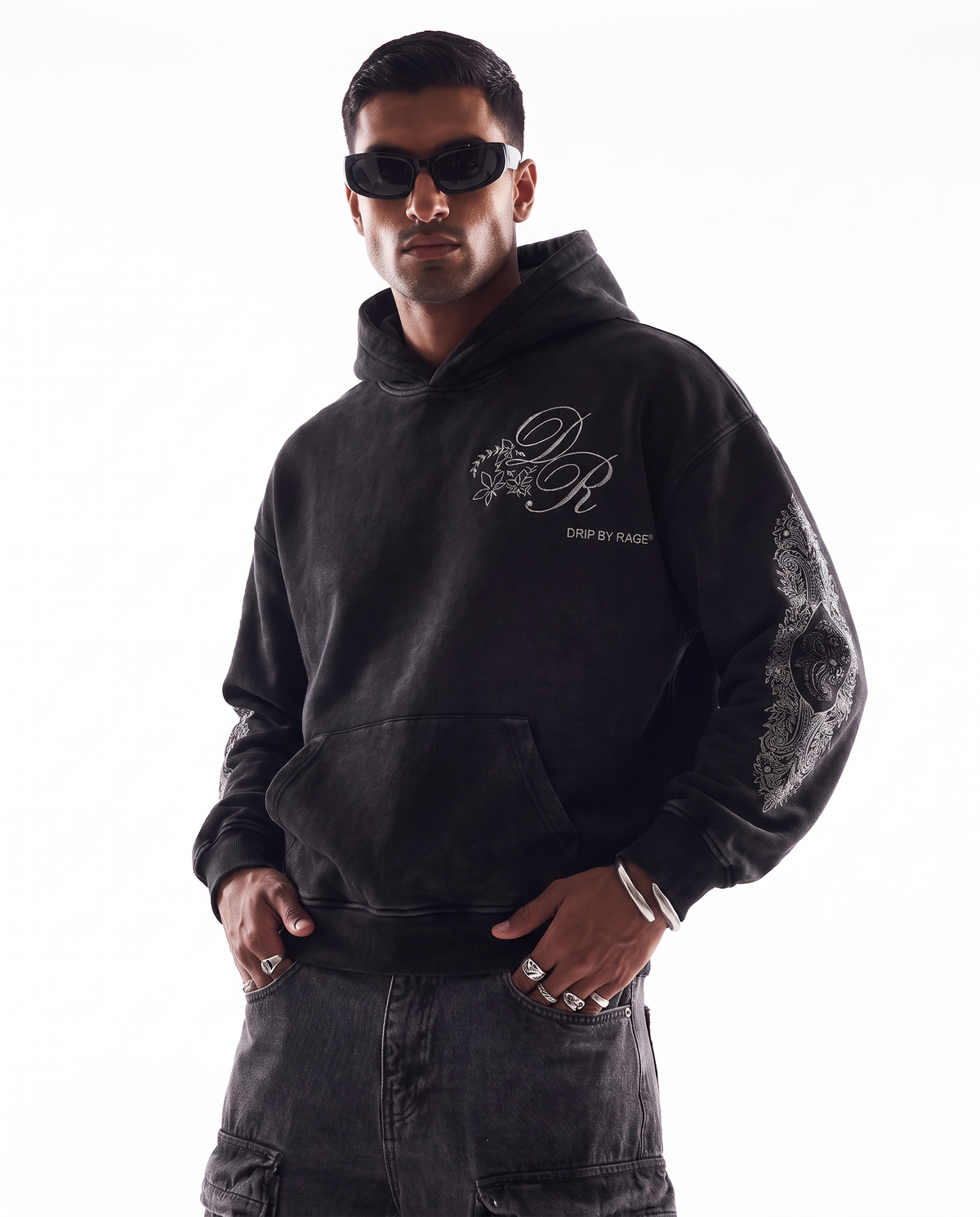 MORNI EMBROIDERED OVERSIZED FADED HOODIE