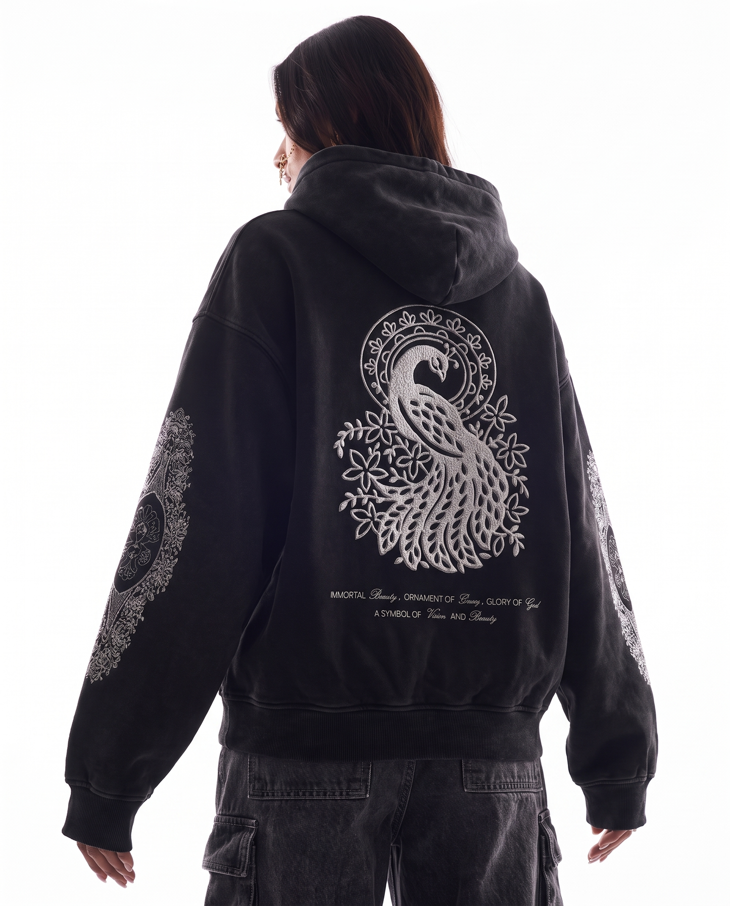 MORNI EMBROIDERED OVERSIZED FADED HOODIE