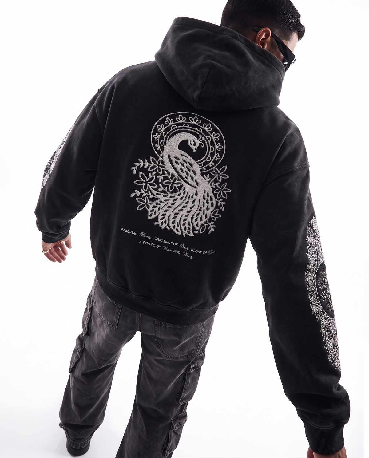 MORNI EMBROIDERED OVERSIZED FADED HOODIE