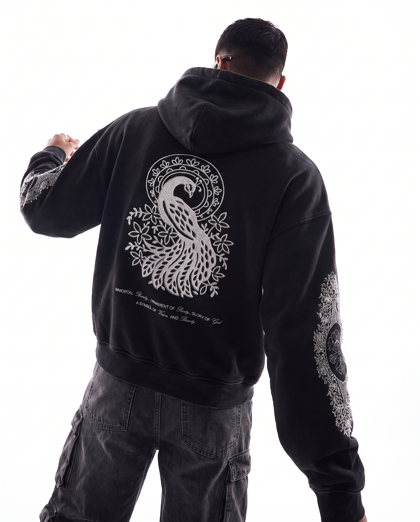 MORNI EMBROIDERED OVERSIZED FADED HOODIE
