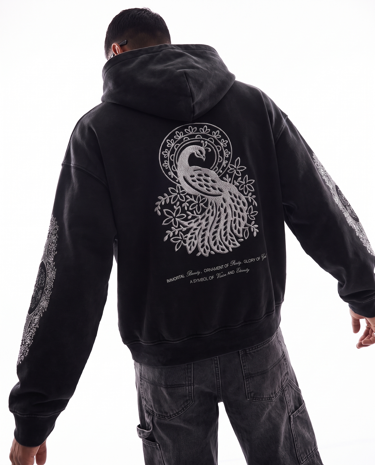MORNI EMBROIDERED OVERSIZED FADED HOODIE