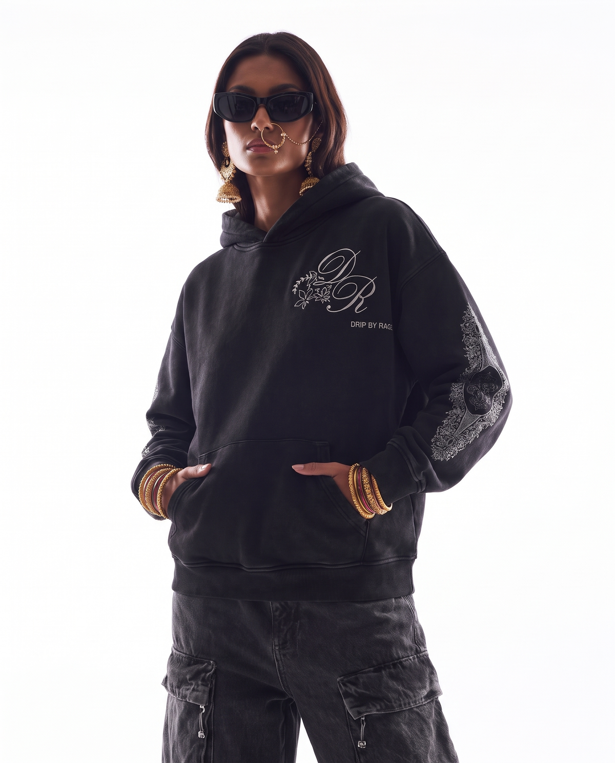 MORNI EMBROIDERED OVERSIZED FADED HOODIE