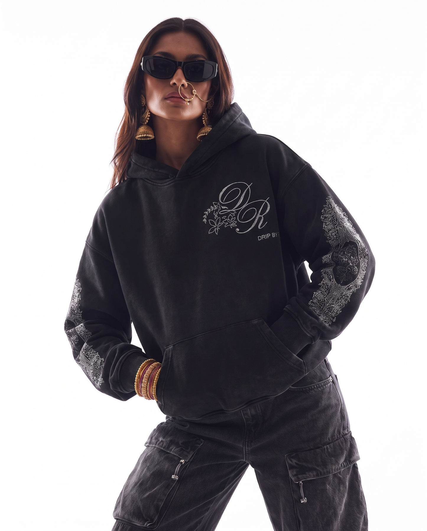 MORNI EMBROIDERED OVERSIZED FADED HOODIE