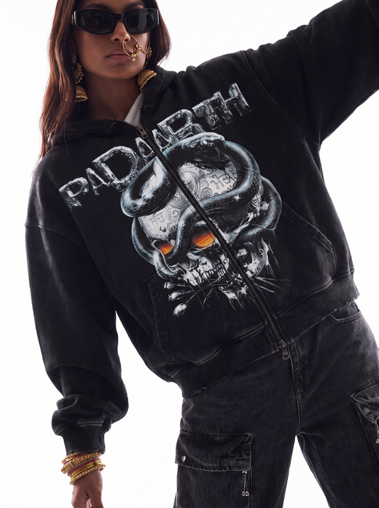 BLACK HEAVEN FADED ZIP-UP HOODIE