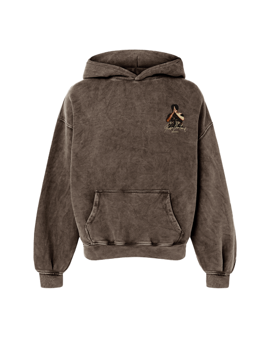 PRAISE THE LORD OVERSIZED WASHED HOODIE BROWN