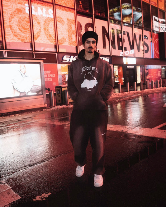 MALWA OVERSIZED PREMIUM FADED HOODIE BROWN