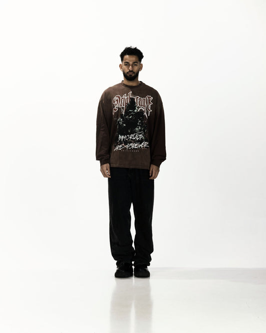 IMMORTALS FOREVER OVERSIZED LONG SLEEVE BROWN - Drip by Rage