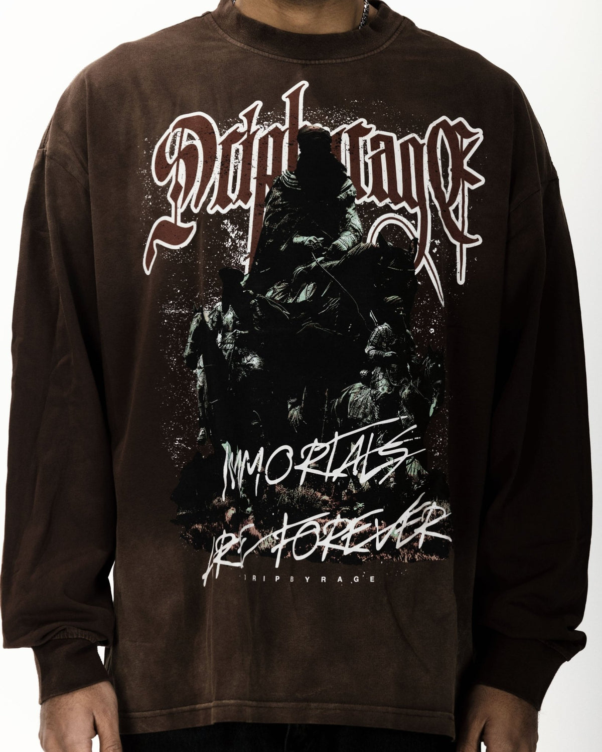IMMORTALS FOREVER OVERSIZED LONG SLEEVE BROWN - Drip by Rage
