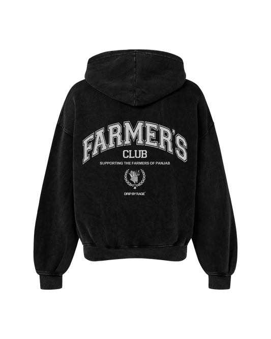 FARMERS CLUB OVERSIZED FADED HOODIE BLACK