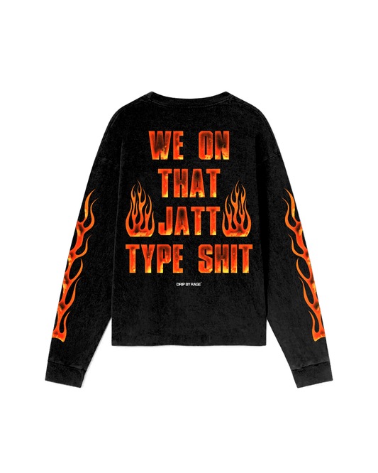 JATT TYPE SHIT OVERSIZED LONG SLEEVE T-SHIRT - Drip by Rage
